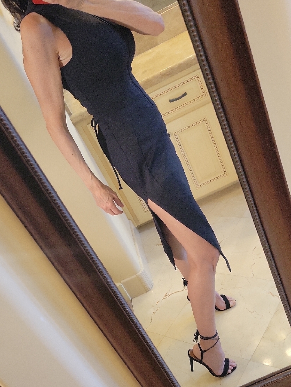 *TA3  Black Sleeveless Shapewear Midi Dress, S - Picture 5 of 16